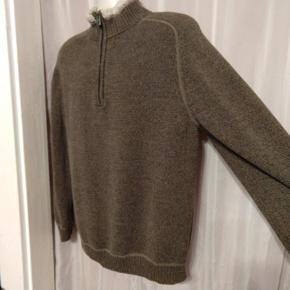 Cotton Sweater 1/3 Zip High Neck w/ Faux Sherpa - Picture 4 of 8